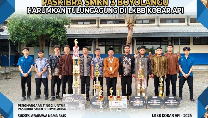 Prajurit Baris-Berbaris SMKN 3 Boyolangu Tak Terbendung, Boyong Piala Pangdam V Brawijaya ke Tulungagung