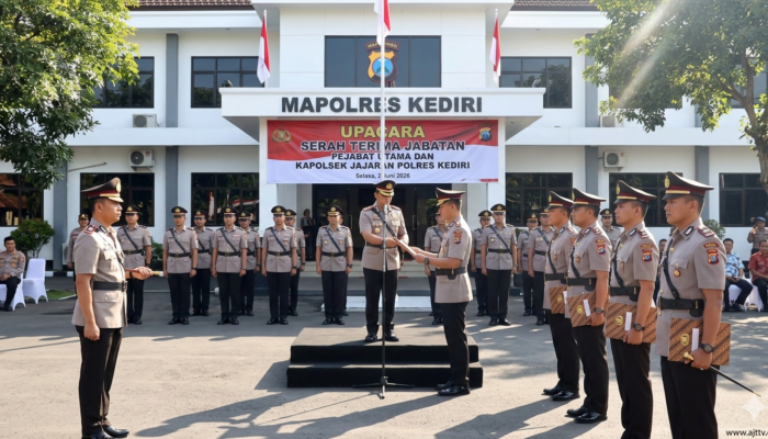 Penyegaran Organisasi, Kapolres Kediri Pimpin Sertijab Dua PJU dan 12 Kapolsek