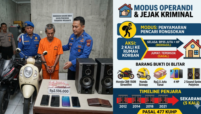 Gak Kapok! Maling Asal Blitar Ini 5 Kali Masuk Bui, Empat Kali di Antaranya di Tulungagung