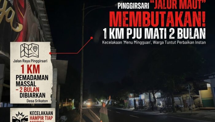 2 Bulan Dibiarkan Gelap Gulita, Jalur Utama Pinggirsari Tulungagung Berubah Jadi ‘Jalur Maut’!
