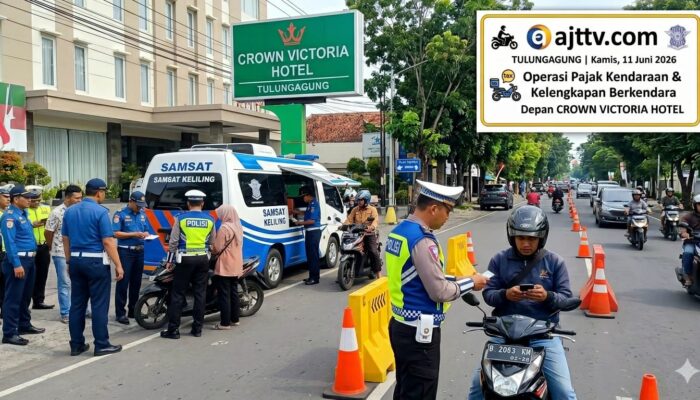 Puluhan Penunggak Pajak Terjaring Razia Gabungan di Depan Crown Tulungagung