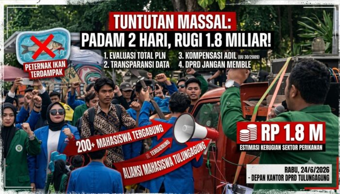Gegara Listrik Padam 2 Hari, Peternak Ikan di Tulungagung Rugi Rp1,8 Miliar: Ratusan Mahasiswa Geruduk DPRD!