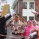 Tradisi Pedang Pora dan Lantunan Selawat Sambut Kapolres Trenggalek yang Baru